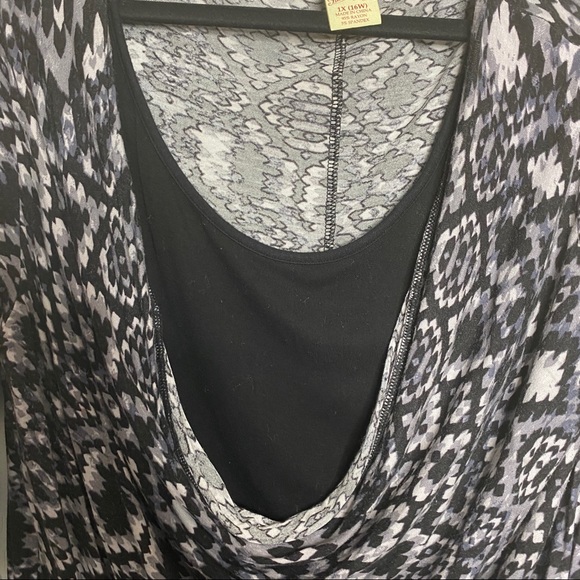 1X 16W Black & White Faded Glory Patterned Shirt - Picture 3 of 4